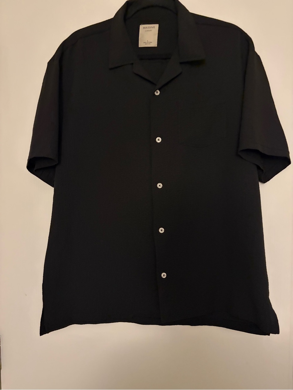 Black Short-Sleeve Camp Shirt